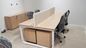 3  Person Staff Green Screen Office Workstation Desk Table Wooden Top And Steel Frame supplier
